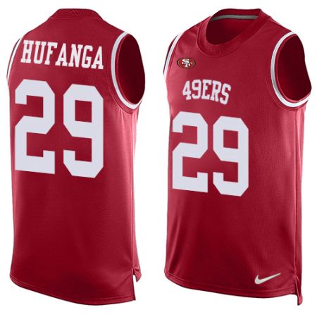 elite 49ers #29 Talanoa Hufanga Red Team Color Men's Stitched NFL Limited Tank Top Jersey