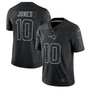 new england patriots #10 mac jones black men's nfl black reflective limited cheap jersey