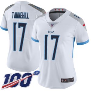 cheap Titans #17 Ryan Tannehill White Women's Stitched NFL 100th Season Vapor Limited Jersey