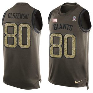 Giants #80 Gunner Olszewski Green Men's Stitched NFL Limited Salute To Service Tank Top Jersey