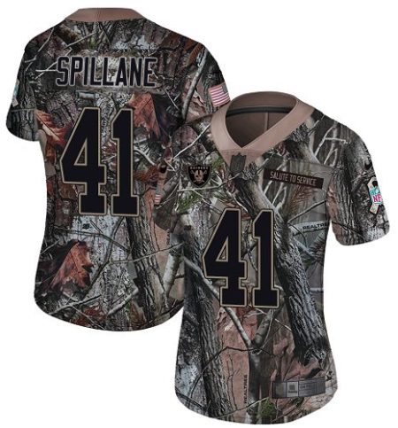 Raiders #41 Robert Spillane Camo Women's Stitched NFL Limited Rush Realtree Jersey