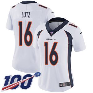 Broncos #16 Wil Lutz White Women's Stitched NFL 100th Season Vapor Untouchable Limited Jersey