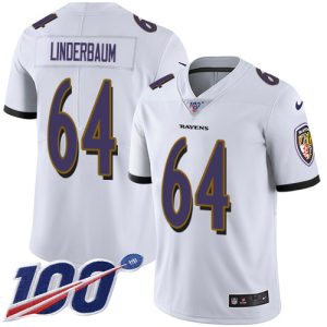 Ravens #64 Tyler Linderbaum White Men's Stitched NFL 100th Season Vapor Untouchable Limited Jersey