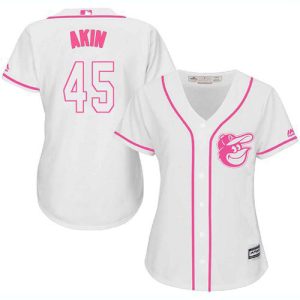 orioles #45 keegan akin white/pink fashion women's stitched mlb cheap jersey