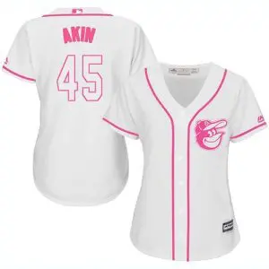 orioles #45 keegan akin white/pink fashion women's stitched mlb cheap jersey