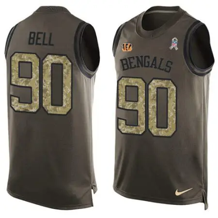 bengals #90 travis bell green men's stitched nfl limited salute to service tank top wholesale jersey
