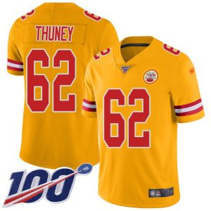 cheap Chiefs #62 Joe Thuney Gold Men's Stitched NFL Limited Inverted Legend 100th Season Jersey