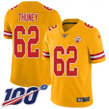 cheap Chiefs #62 Joe Thuney Gold Men's Stitched NFL Limited Inverted Legend 100th Season Jersey